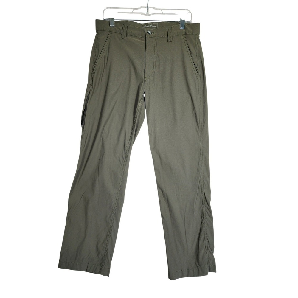 Eddie Bauer 32 30 Travex Hiking Pants Green Nylon Stretch Cargo Pocket Utility